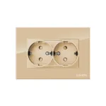 Priza Dubla cu Rama din Sticla LUXION Pentru Doza Simpla SmartElectro IntelligentHouse