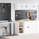 Dulapuri de garaj 2 buc Lemn artificial alb GartenMobel Dekor