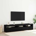 Cabinet TV 2 pcs Stejar Negru 195 x 35 x 40 cm Lemn compozit GartenMobel Dekor