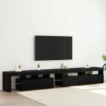 Cabinet TV 3 pcs Stejar Negru 260 x 37 x 40 cm Lemn compozit GartenMobel Dekor
