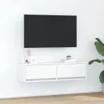 Cabinet TV cu sertar Alb 100 x 31 x 25.5 cm Lemn compozit GartenMobel Dekor