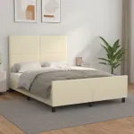 Cadru de pat cu tăblie, crem, 140x190 cm, piele ecologică GartenMobel Dekor