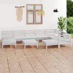Set mobilier de grădină, 10 piese, alb, lemn masiv de pin GartenMobel Dekor