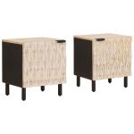 Dulap de noapte 2 pcs Alb 40 x 33,5 x 46 cm Lemn de mango solid GartenMobel Dekor