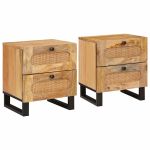 Dulap de noapte cu sertar 2 pcs natural 40 x 33,5 x 46 cm GartenMobel Dekor