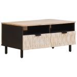 Masă de cafea cu sertar Alb 80 x 54 x 40 cm Lemn de mango solid GartenMobel Dekor