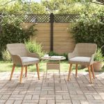 Scaun pentru Grădină 2 pcs Bej 55 x 62.5 x 82cm poliratan GartenMobel Dekor
