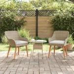 Scaun pentru Grădină 2 pcs Bej 55 x 62.5 x 82cm poliratan GartenMobel Dekor