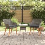 Scaun pentru Grădină 2 pcs Gri 55 x 62.5 x 82cm poliratan GartenMobel Dekor
