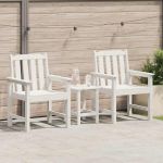 Scaun de dining pentru grădină. 2 pcs Alb 65.5 x 59 x 88cm HDPE GartenMobel Dekor