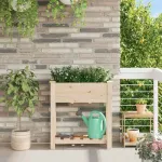 Vază pentru Grădină Bej 71 x 37 x 76,5 cm Lemn de Brad Solid GartenMobel Dekor