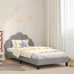 Cadru de pat pentru copii cu spătar Gri deschis 90 x 200 cm GartenMobel Dekor