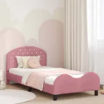 Cadru de pat pentru copii cu spătar Roz 80 x 200 cm Catifea GartenMobel Dekor