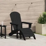 Scaun Adirondack cu pernă Negru 74 x 82 x 92cm HDPE GartenMobel Dekor