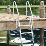 Ladder dock cu 3 pași Argintiu 58 x 77 x 144 cm Aluminiu GartenMobel Dekor