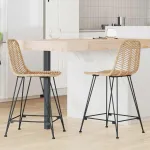 Scaun Bar 2 pcs natural 44,5 x 54,5 x 97,5 cm Ratan și Fier GartenMobel Dekor