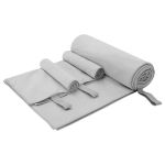 Set de Prosoape Sport 3 pcs Gri Poliester și poliamidă GartenMobel Dekor