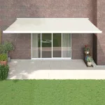 Copertină retractabilă, crem, 5x3 m, textil și aluminiu GartenMobel Dekor
