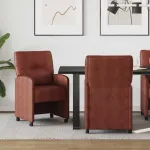 Scaune de dining cu roți 2 pcs Maro lucios 57 x 67 x 95 cm GartenMobel Dekor