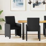 Scaune de dining cu roți 2 pcs Negru 57 x 66 x 94 cm țesătură GartenMobel Dekor