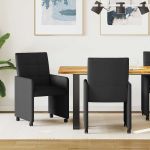 Scaune de dining cu roți 2 pcs Negru 58 x 65 x 94 cm țesătură GartenMobel Dekor