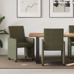 Scaune de dining cu roți 2 pcs Verde militar 57 x 66 x 94 cm GartenMobel Dekor