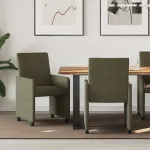 Scaune de dining cu roți 2 pcs Verde militar 57 x 66 x 94 cm GartenMobel Dekor