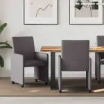 Scaune de dining cu roți cu roți 2 pcs Gri 57 x 66 x 94 cm GartenMobel Dekor