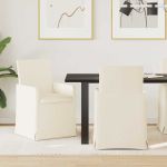 Scaune de dining cu roți 2 pcs Bej 57 x 67 x 95 cm in GartenMobel Dekor