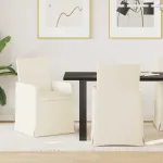 Scaune de dining cu roți 2 pcs Bej 57 x 67 x 95 cm in GartenMobel Dekor