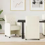 Scaune de dining cu roți 2 pcs Crem 58 x 67 x 97 cm Catifea GartenMobel Dekor