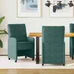 Scaune de dining cu roți 2 pcs Verde închis 58 x 67 x 97 cm GartenMobel Dekor