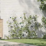 Gard de Grădină Spalier 3 pcs Verde 112 x 40 cm Oțel GartenMobel Dekor