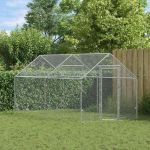 Cușcă pentru pui Argintiu 400x170x177cm Oțel Galvanizat GartenMobel Dekor