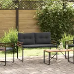 Bancă cu strat din lemn cu pernă Gri închis 114 x 55 x 77 cm GartenMobel Dekor