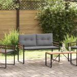 Bancă cu strat din lemn cu pernă Gri deschis 114 x 55 x 77 cm GartenMobel Dekor