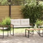 Bancă cu strat din lemn cu pernă Simplu Crem 114 x 55 x 77 cm GartenMobel Dekor