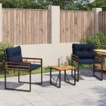 Set de Mobilier pentru Exterior cu pernă 3 pcs Bleumarin GartenMobel Dekor