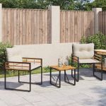 Set de Mobilier pentru Exterior cu pernă 3 pcs Crem GartenMobel Dekor