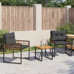 Set de Mobilier pentru Exterior cu pernă 3 pcs Gri închis GartenMobel Dekor
