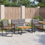 Set de Mobilier pentru Exterior cu pernă 4 pcs Gri deschis GartenMobel Dekor