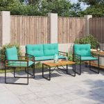 Set de Mobilier pentru Exterior cu pernă 4 pcs Turcoaz GartenMobel Dekor