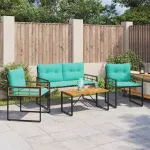 Set de Mobilier pentru Exterior cu pernă 4 pcs Turcoaz GartenMobel Dekor