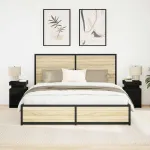 Dulap de noapte cu sertar 2 pcs Stejar Negru 35 x 39 x 55 cm GartenMobel Dekor