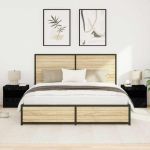 Dulap de noapte cu sertar 2 pcs Stejar Negru 50 x 40 x 45 cm GartenMobel Dekor