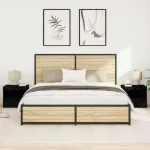 Dulap de noapte cu sertar 2 pcs Stejar Negru 50 x 40 x 45 cm GartenMobel Dekor