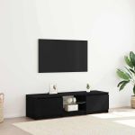 Cabinet TV Stejar Negru 140 x 38,5 x 36 cm Lemn compozit GartenMobel Dekor