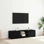 Cabinet TV Stejar Negru 140 x 38,5 x 36 cm Lemn compozit GartenMobel Dekor