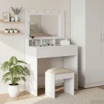 Masă de Machiaj cu raft Alb 75,5 x 41 x 135 cm Lemn compozit GartenMobel Dekor