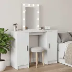 Masă de Machiaj cu ușă Alb 102 x 33 x 135 cm Lemn compozit GartenMobel Dekor